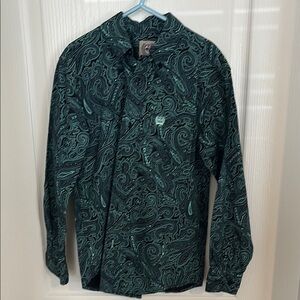 Cinch Kids Green Paisley Button Down Shirt